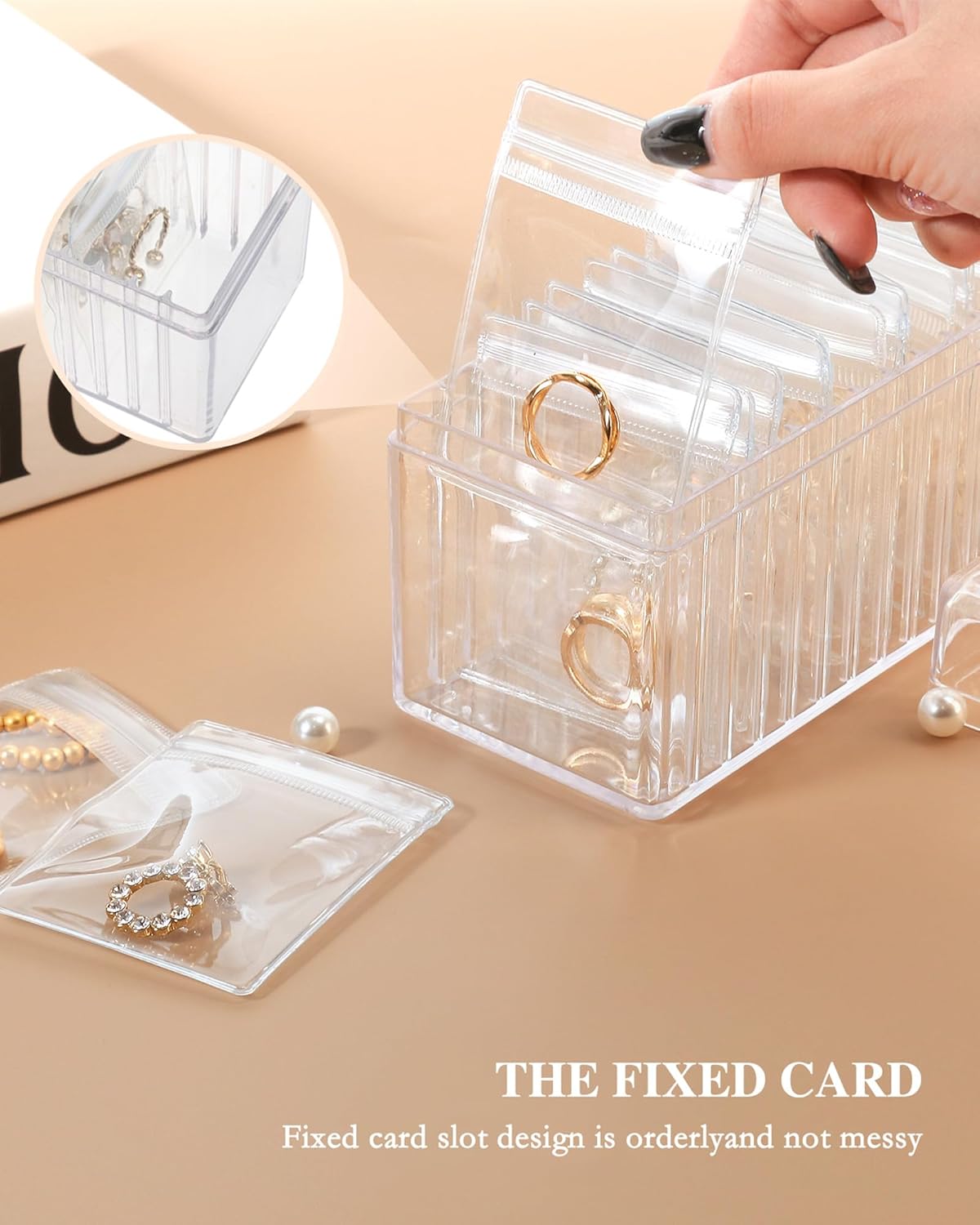 HOMEHIVE Acrylic Jewelry Box Organizer, Clear Jewelry Organizer and Storage with 20 Portable Anti Tarnish Jewelry bags, Travel Jewelry Case for Earrings/Rings/Necklaces Gifts for Women Girls, Clear