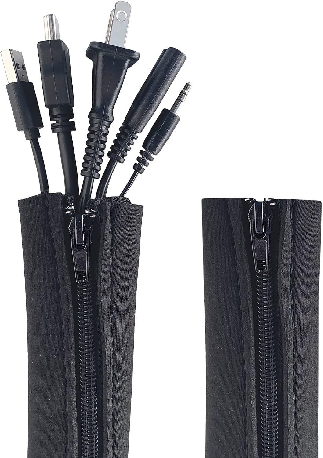 Zipper Cable Sleeve by Wrap-It Storage - 36" x 4" (2-Pack) Black
