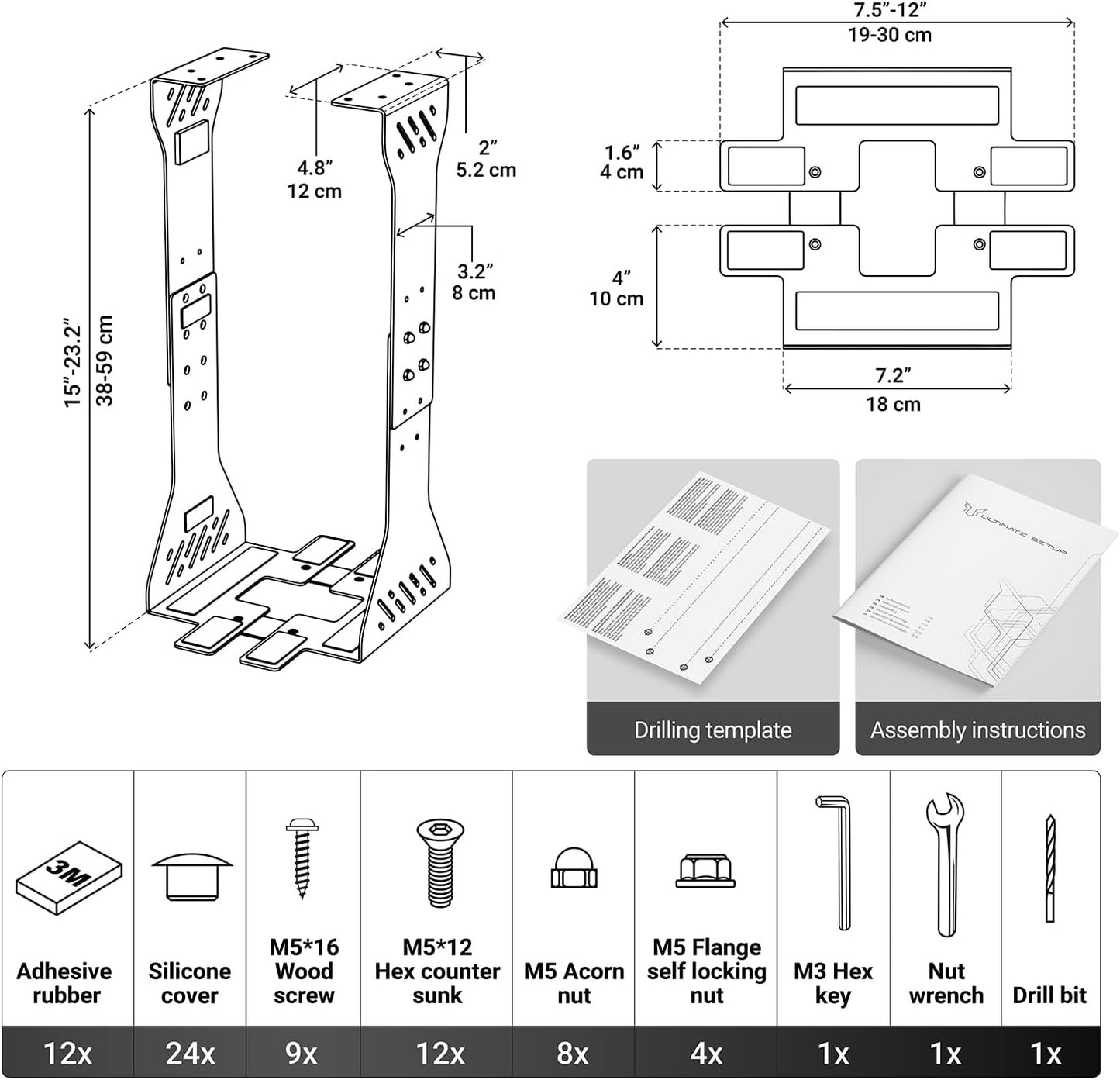 Heavy Duty Under Desk PC Holder – Up to 77 lbs Load Capacity - Adjustable Computer Tower Holder - Under Desk Computer Mount (White)
