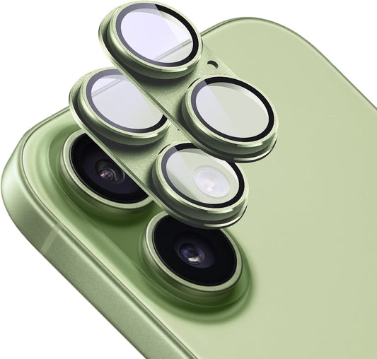 2 Pack Camera Lens Protector for iPhone 17,[Not Easy to Breakn ] AR Tempered Glass Strong Adsorption Metal Camera Cover Screen-Light Green