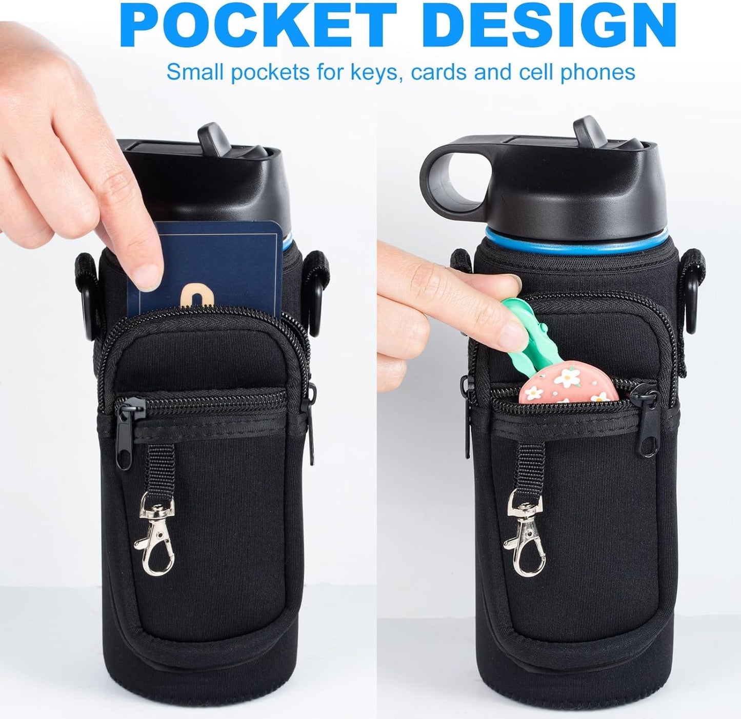 RRegeny Water Bottle Holder with Strap for Hydroflask 32oz 40oz, Carrier Sling Bag with Phone Pocket Water Bottle Sleeve for Men Women Hiking Camping Travelling