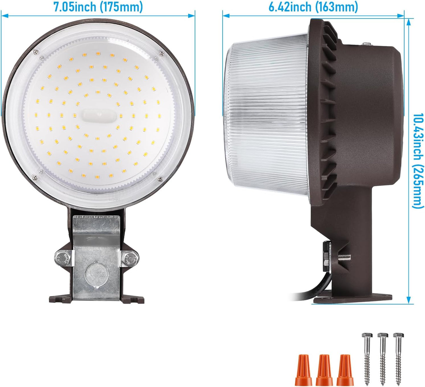 TORCHSTAR LED Barn Light, Dusk to Dawn Area Lights with Photocell, Outdoor Security Flood Lighting, ETL & FCC Listed, IP65 Waterproof, Aluminum, 110-277V, Garage, Yard, 3000K Warm White, Bronze