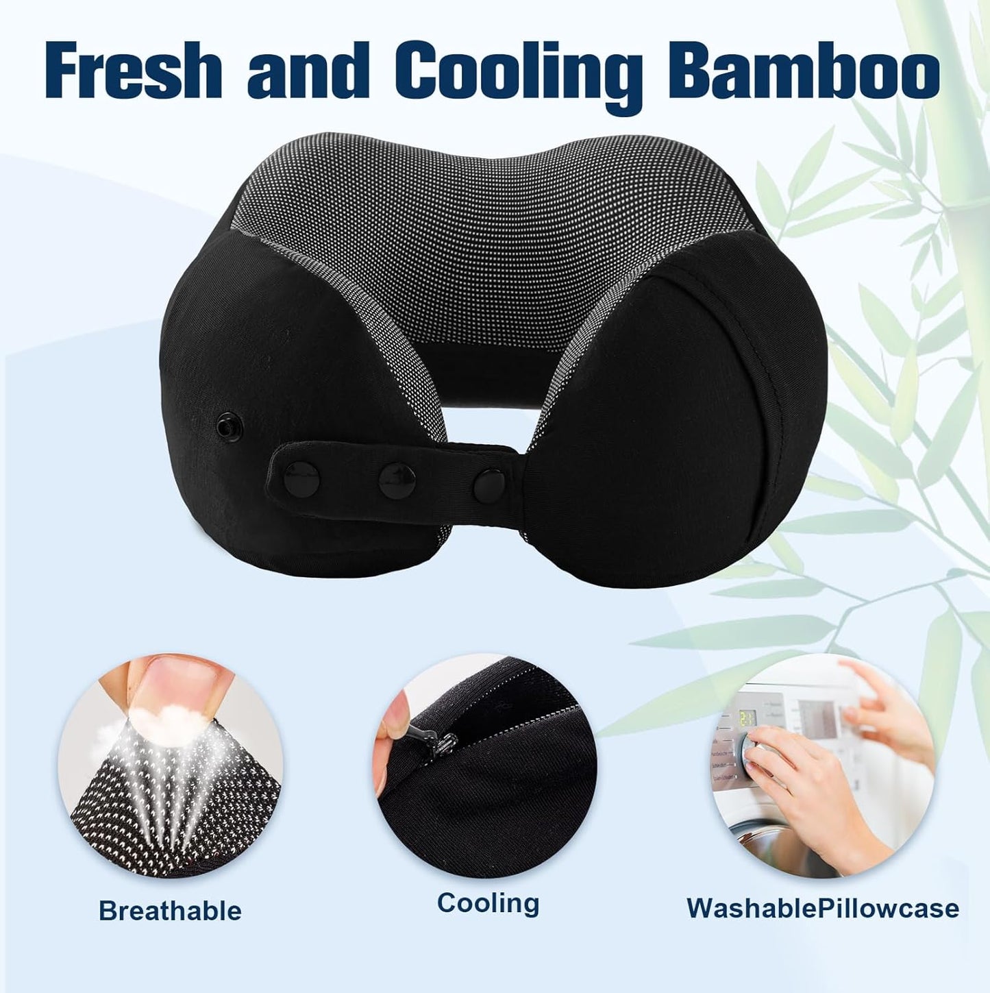 Cirorld Neck Pillow for Traveling, Travel Pillows for Airplanes,100% Pure Memory Foam Travel Neck Pillow, Adjustable Flight Pillow, Portable Plane Accessories with Eye Mask, Earplugs, Carry Bag