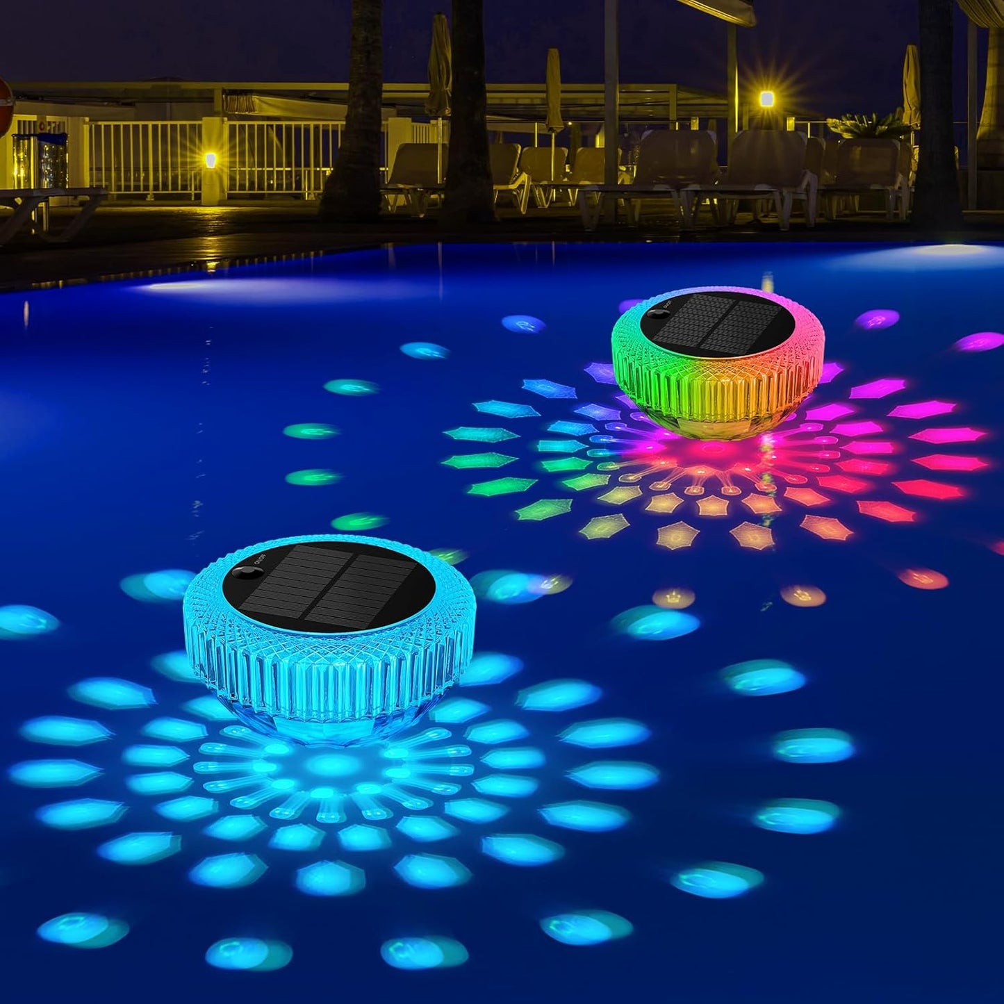 VICHTOP Solar Floating Pool Lights - 2 Pack, RGB Color Float Pool Lights, IP68 Waterproof, Pool Decor Lighting Accessories for Inground, Above Ground Pools, Outdoor, Garden