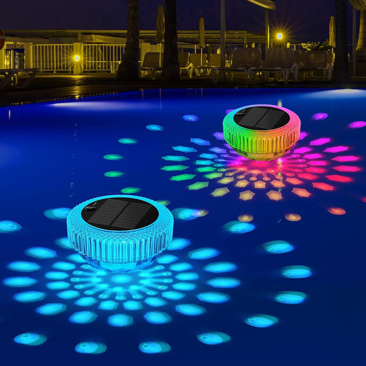 VICHTOP Solar Floating Pool Lights - 2 Pack, RGB Color Float Pool Lights, IP68 Waterproof, Pool Decor Lighting Accessories for Inground, Above Ground Pools, Outdoor, Garden