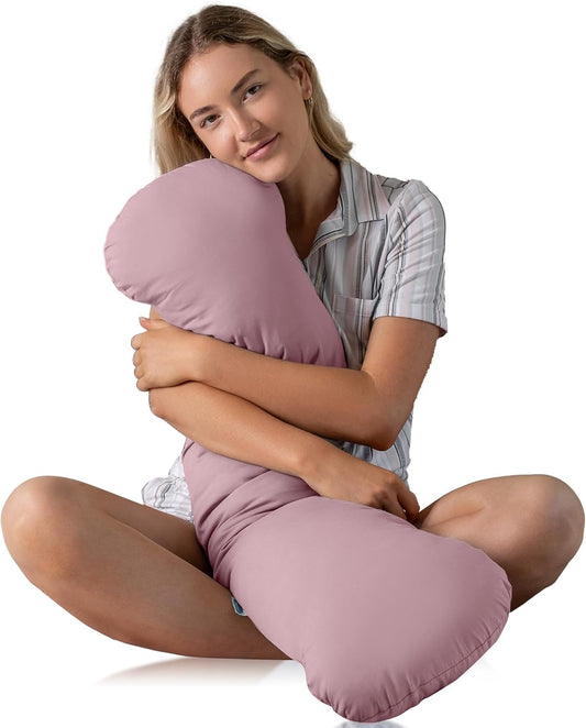 SleepCloud Weighted Body Pillow 6.5lbs - Weighted Pillow for Deeper Sleep (41” x 10”) - Cooling Body Pillows for Adults, Full Body Pillow for Adults, Side Sleeper Body Pillows with Cover (Blossom)
