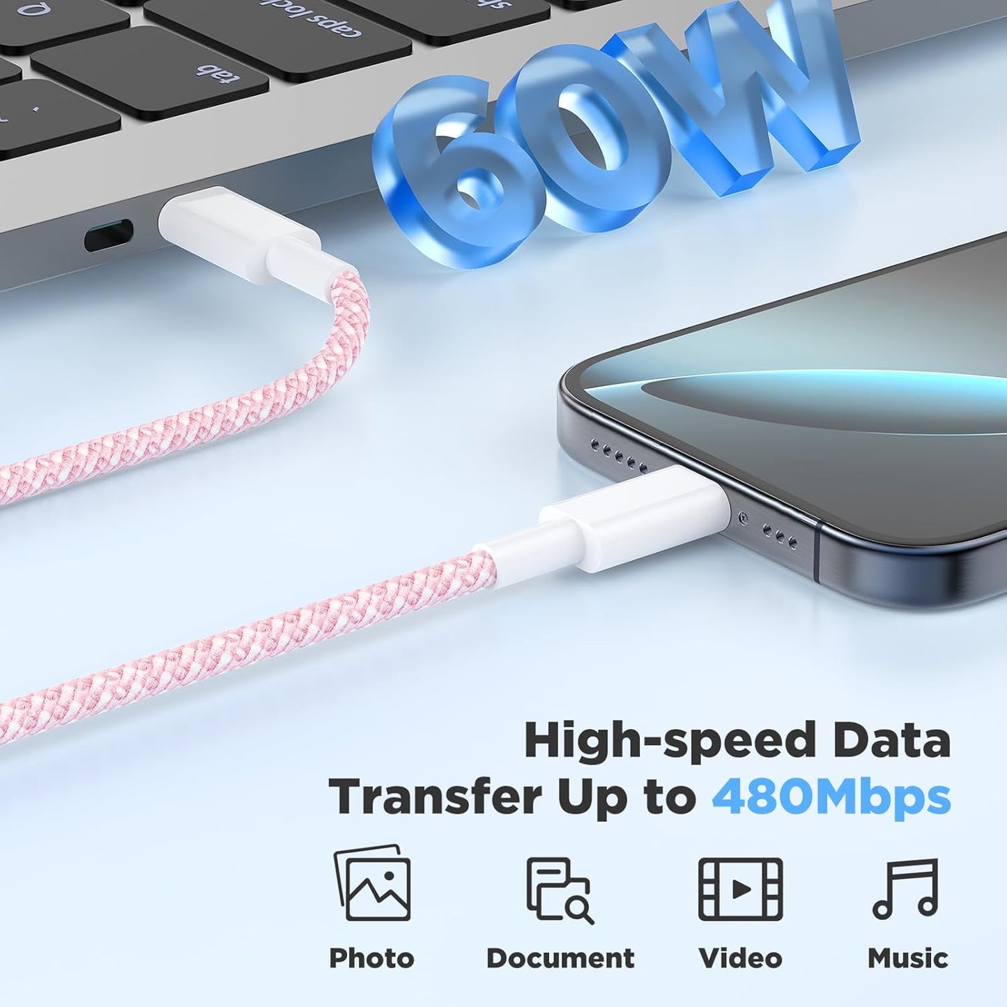 20W USB C Fast Charging for iPhone 17 Air/16/15 Pro Max,3Pack Colorful Mixed Charger Block with Braided Long USB C to C Cables (6/6/10ft) Compatible with iPhone16/15 Pro/15 Plus/iPad Pro