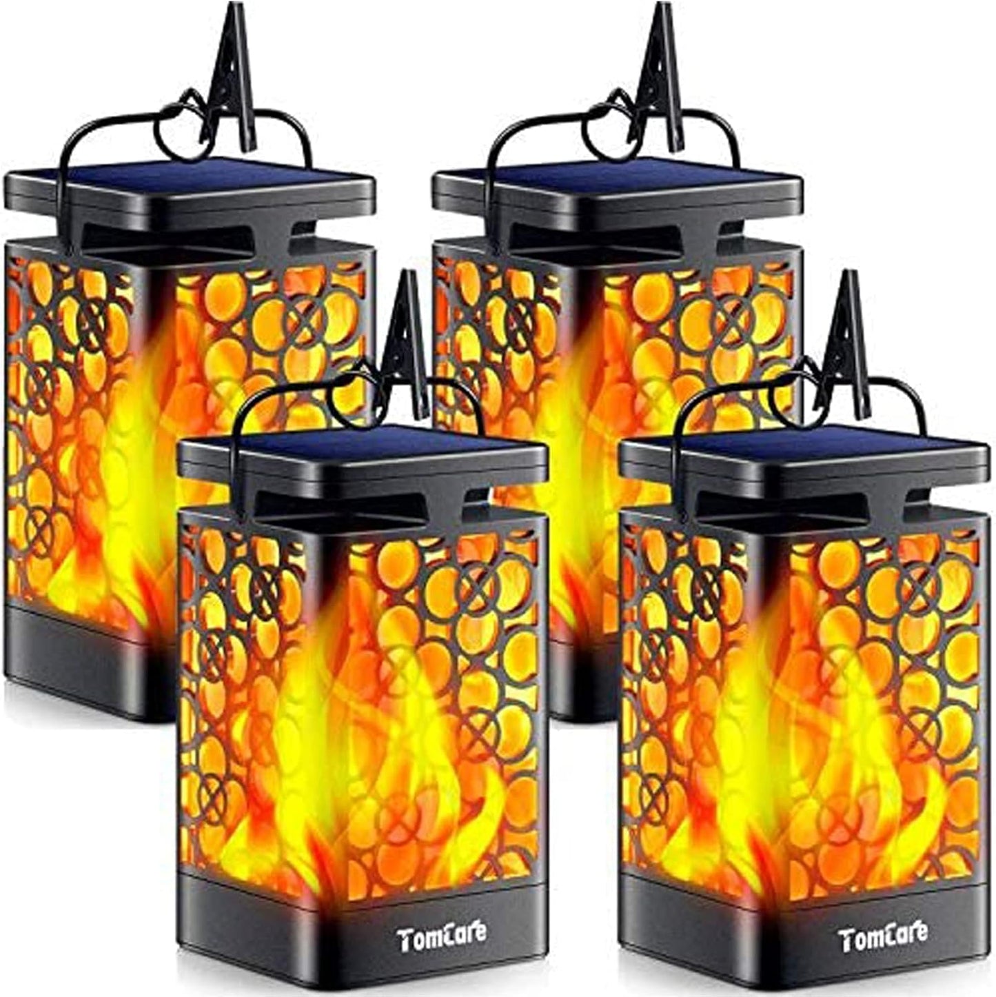 TomCare Solar Lanterns Outdoor Upgraded Flickering Flame Waterproof Hanging Lanterns Decorative Solar Powered LED Lights for Garden Patio Deck Yard, 2 Pack