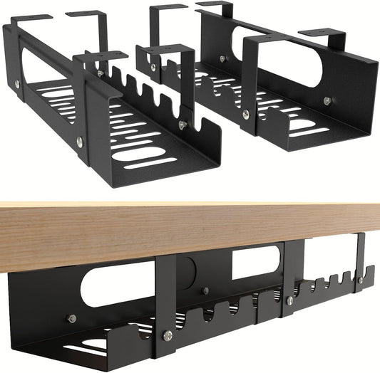 2 Pack Cable Management Under Desk Tray,Adjustable Length(15.7”-31.4”)