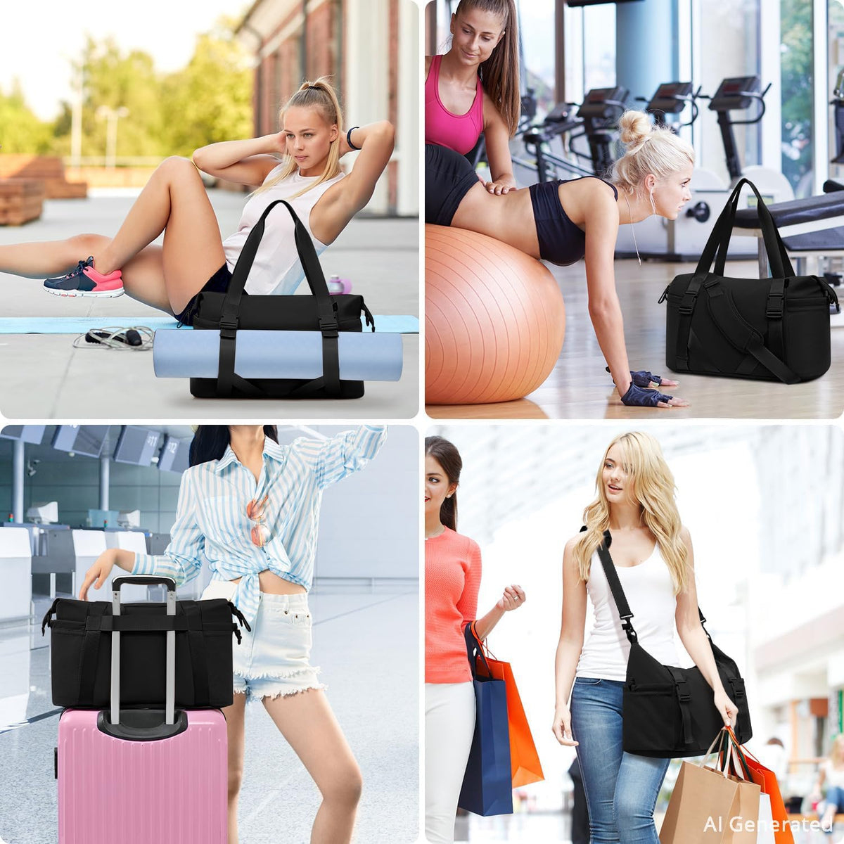 MAXTOP Women's Yoga Bag with Shoe Pouch,Travel Bag for Gym Workout Daily