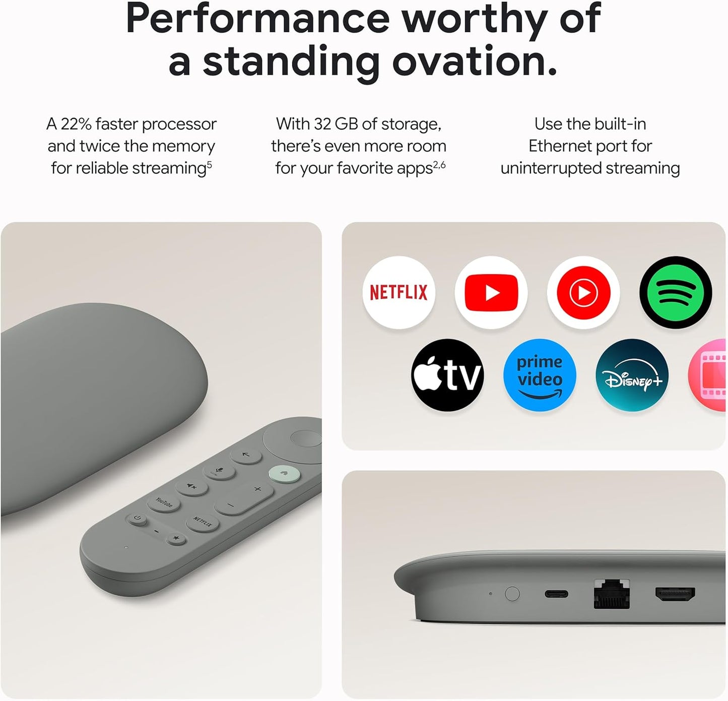 Google TV Streamer 4K - Fast Streaming Entertainment on Your TV with Voice Search Remote - Watch Movies, Shows, Live TV, and Netflix in 4K HDR - Smart Home Control - 32 GB of Storage - Hazel