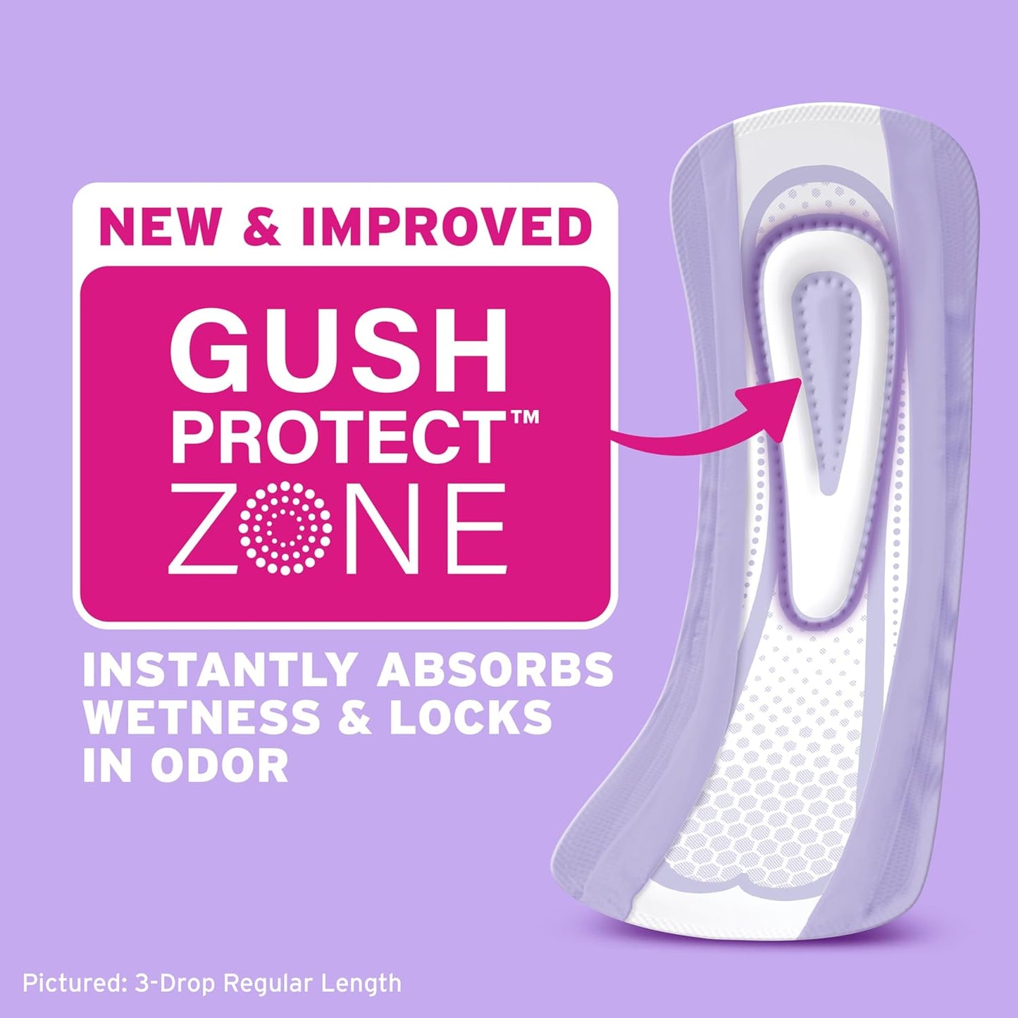 Poise Ultra Thin Incontinence & Postpartum Pads for Bladder Leaks, 3 Drop Light Absorbency, Regular Length, 144 Count (Packaging May Vary)
