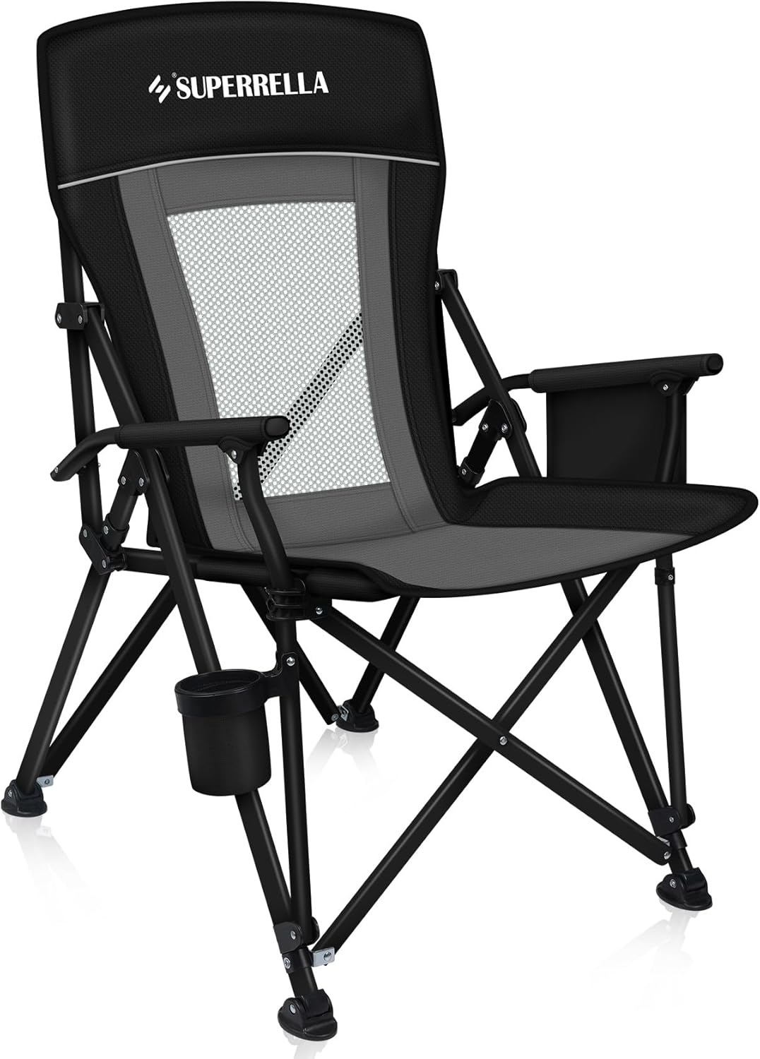 Camping Chair Portable Folding Lawn Chair Comfortable Hard Arm Sturdy for Family Camp, Outdoor, Sports, Beach, Travel, Support 400 lbs, Black&Green