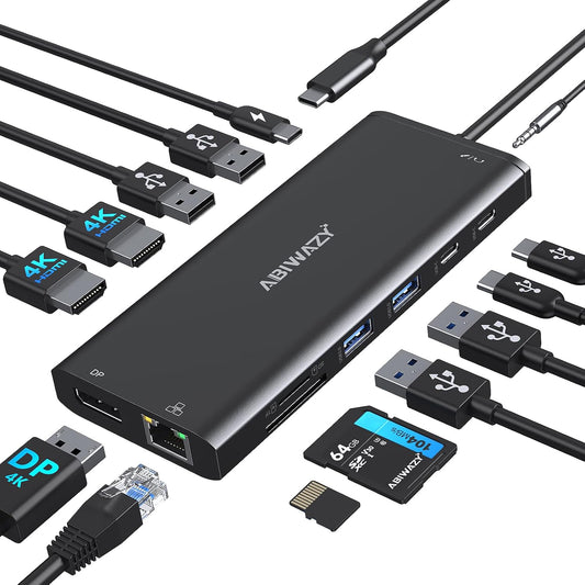 USB C Docking Station 3 Monitors USBC Hub Laptop Dual Monitor Multi Adapter