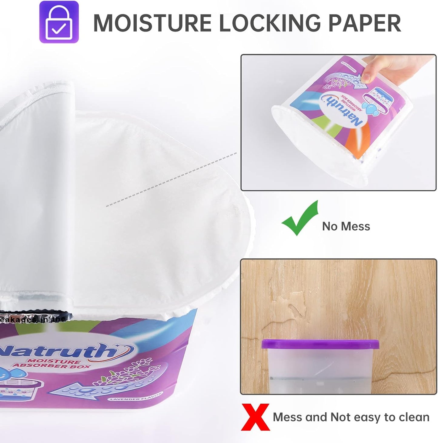 NATRUTH Moisture Absorbers With Lavender Scent,12.5OZ*6-Pack Portable Closet Dehumidifier, Odor Eliminator Absorber Bucket,Humidity Absorber,Cleaner Air Dehumidifier for Closet,Bathrooms, Kitchen