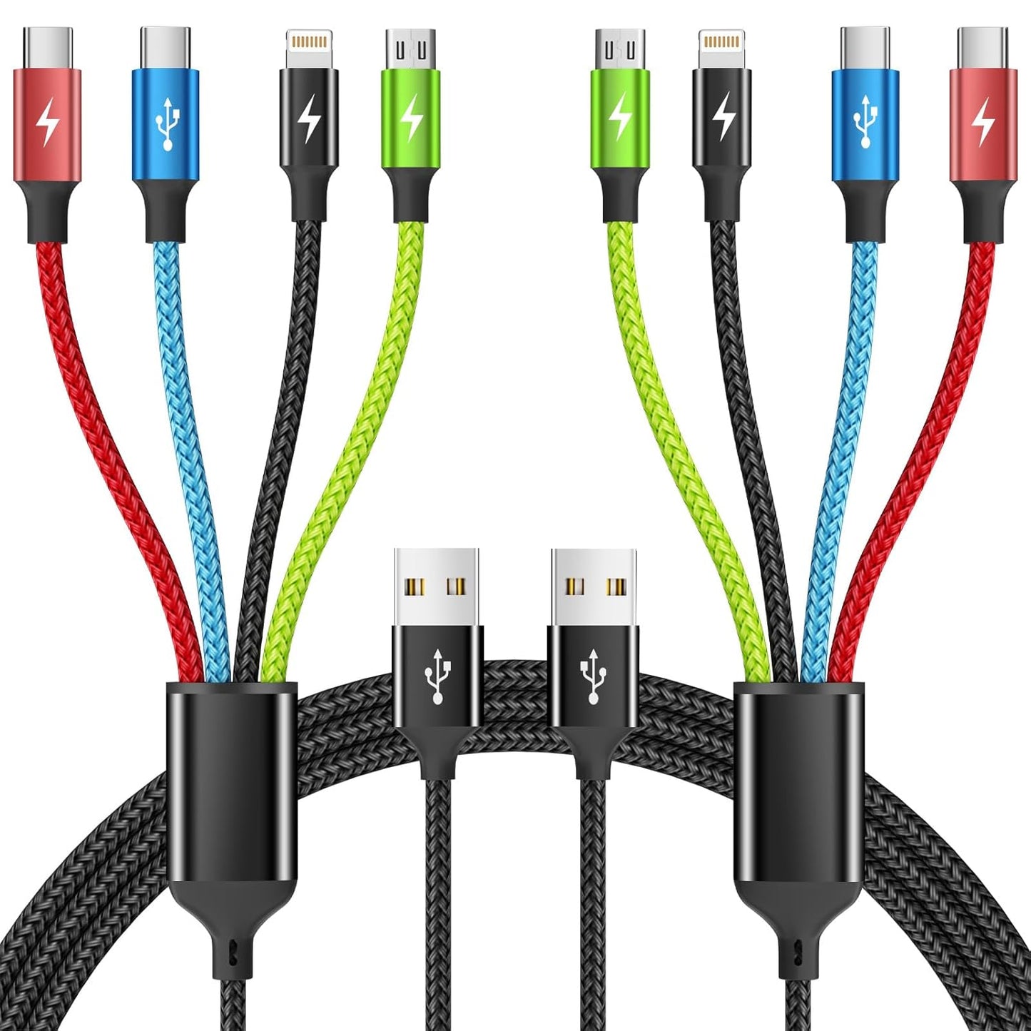 Cruise Essentials 2026 4 in 1 Multi Charging Cable [2Pack 5FT], Tangle Free USB C Car Charger Cable, Nylon Braided Charging Cords for Multiple Devices, Travel Essentials Car Accessories