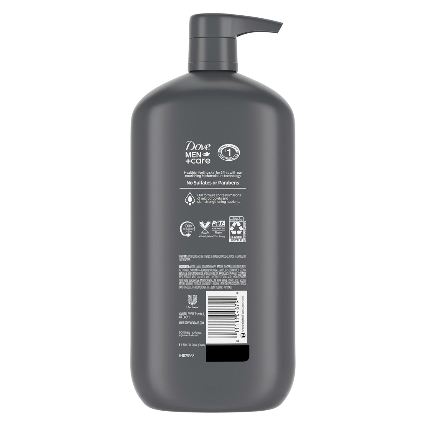 DOVE MEN + CARE Body and Face Wash Exfoliating Deep Clean for Men, with 24-Hour Nourishing Micromoisture Technology Body Wash, 30 oz
