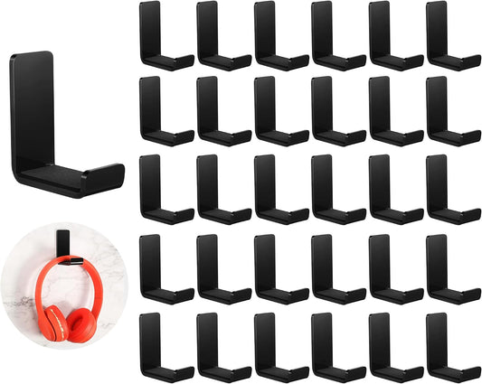 Weewooday 32 Headphone Hanger Wall Mount Stand with Adhesive Hook, Black