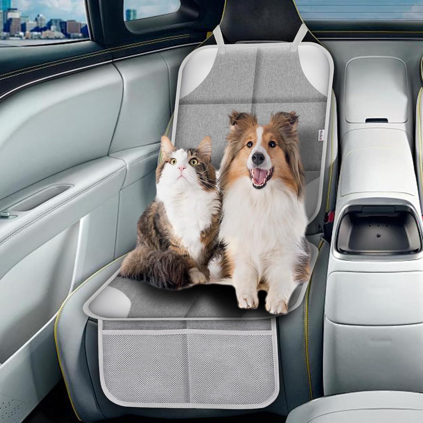 Meolsaek Car Seat Protector for Child Car Seat, Durable 600D Fabric Waterproof Car Seat Cover with Thick Pad Non-Slip Backing，No Imprints (Silver Gray-1 pc)