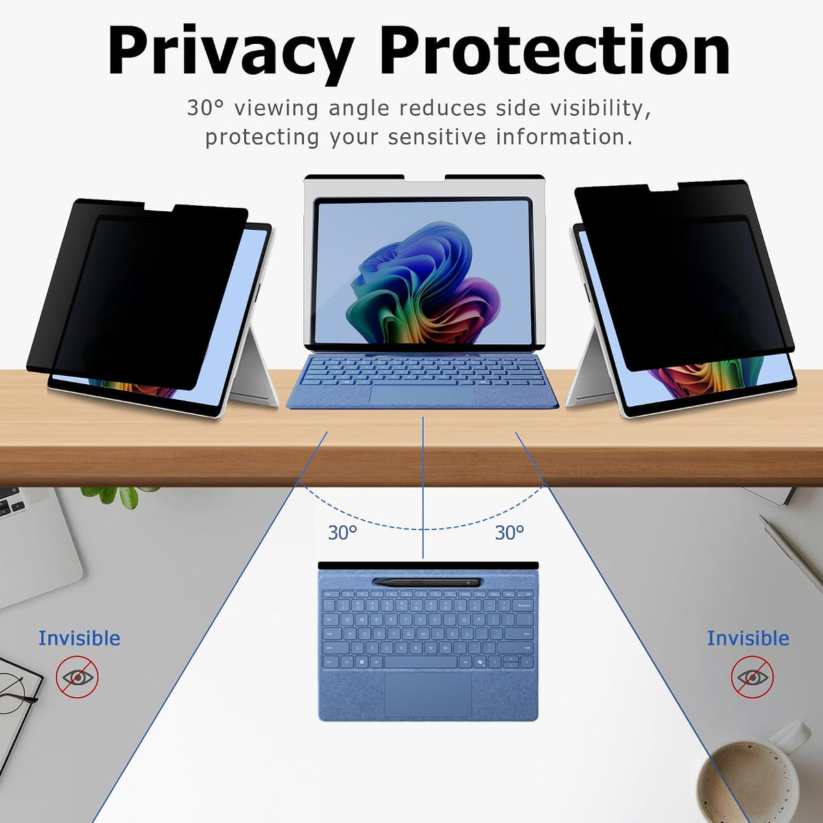 Megoo Privacy Screen Protector for Surface Go 4/3/2/1 10.5 Inch, Anti-Spy, Anti-Glare, Blue Light & UV Blocking, Magnetic Nano Technology, Removable Design