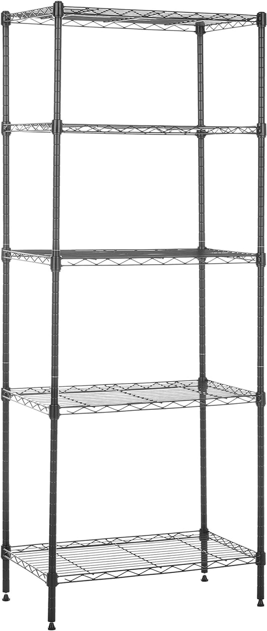 Amazon Basics 5-Shelf Multipurpose Adjustable Steel Garage Shelving Unit, Storage Rack for Kitchen, 200 lbs Per Shelf, Easy Assembly, 13.4"D x 23.2"W x 60"H, Black