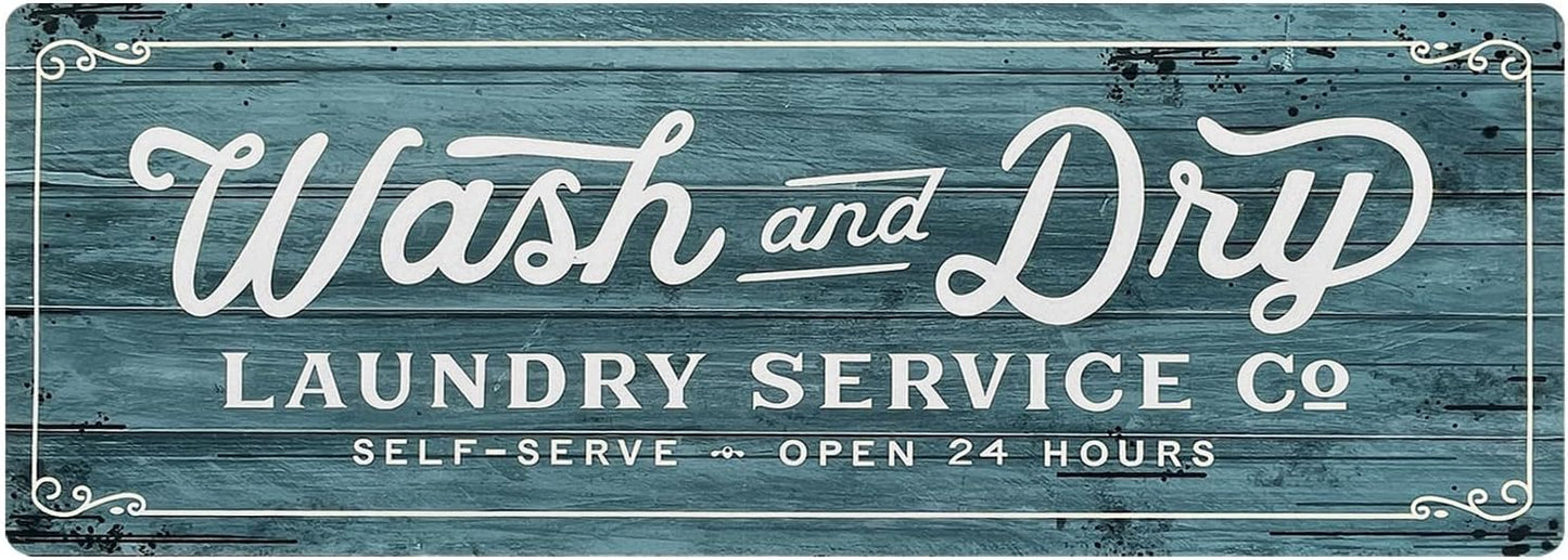 KOZYFLY Laundry Room Rug Runner 20"x48" Non Slip Kitchen Rugs Washable Laundry Room Mat Waterproof Mudroom Floor Carpet Runner Farmhouse Decor, 1.7x4ft, Cyan, Wash and Dry
