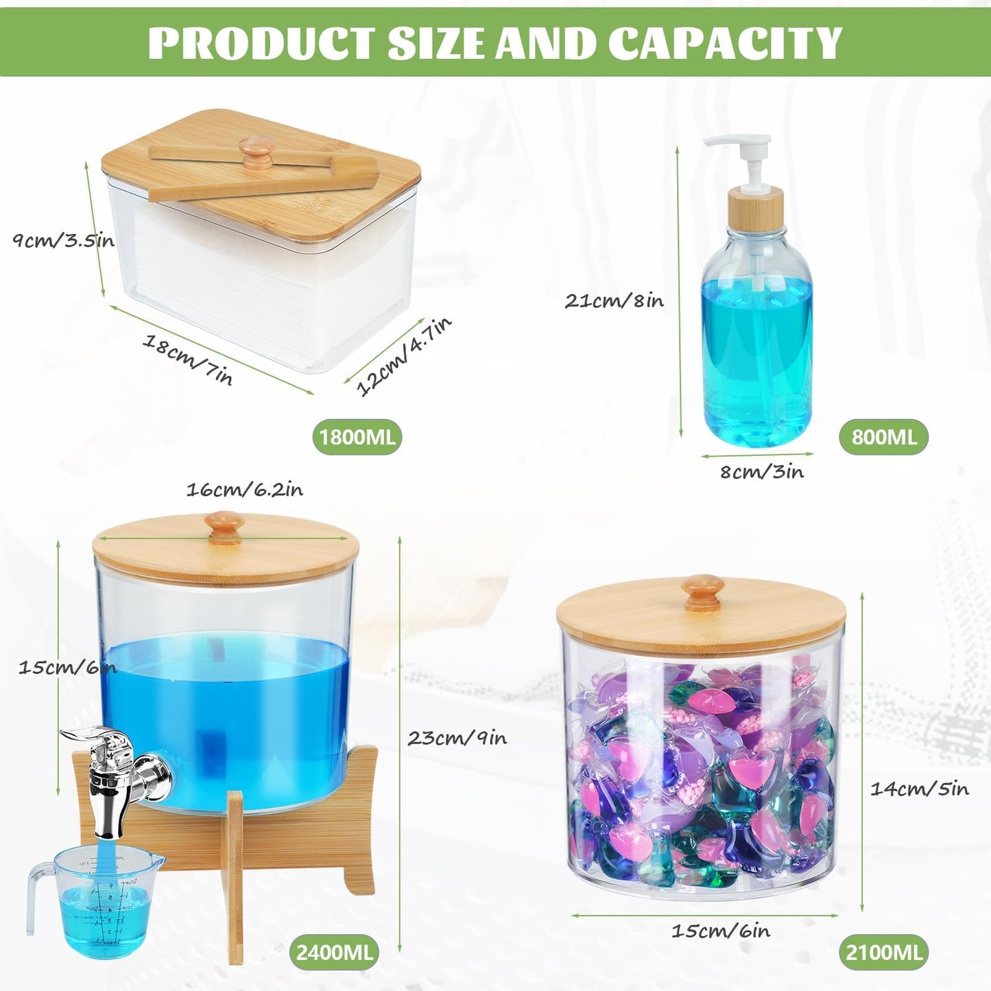 Laundry Room Organization Set 12, Laundry Pods Container & Dryer Sheet Holder with Lids & Labels, Liquid Laundry Detergent Dispenser, Fabric Softener Dispenser for Detergent Powder Dryer Balls Beads