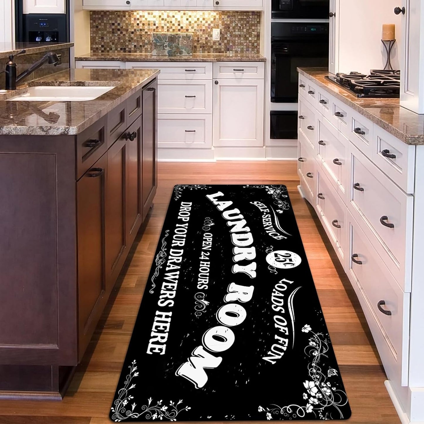 Zoke Laundry Room Rug Runner Stylish Non-Slip Laundry Room Mat 20"x47", Versatile, Waterproof Runner for Laundry, Kitchen, and Bathroom, Mudroom Decor and Farmhouse Charm