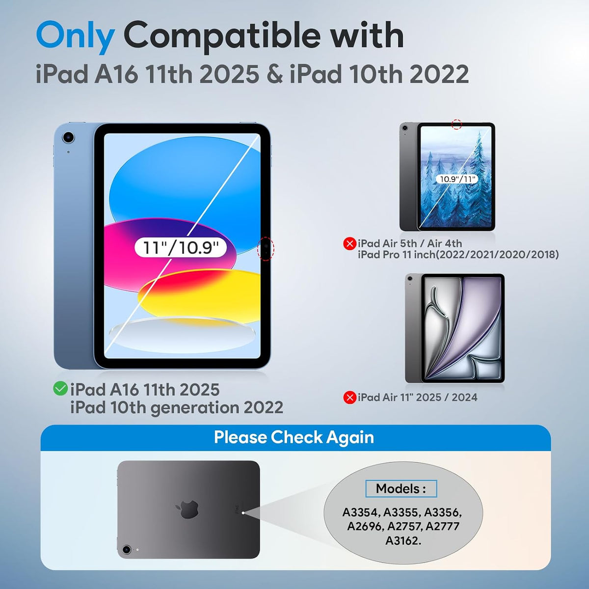 MOBDIK 2 Pack Screen Protector for iPad A16 11th / 10th Generation