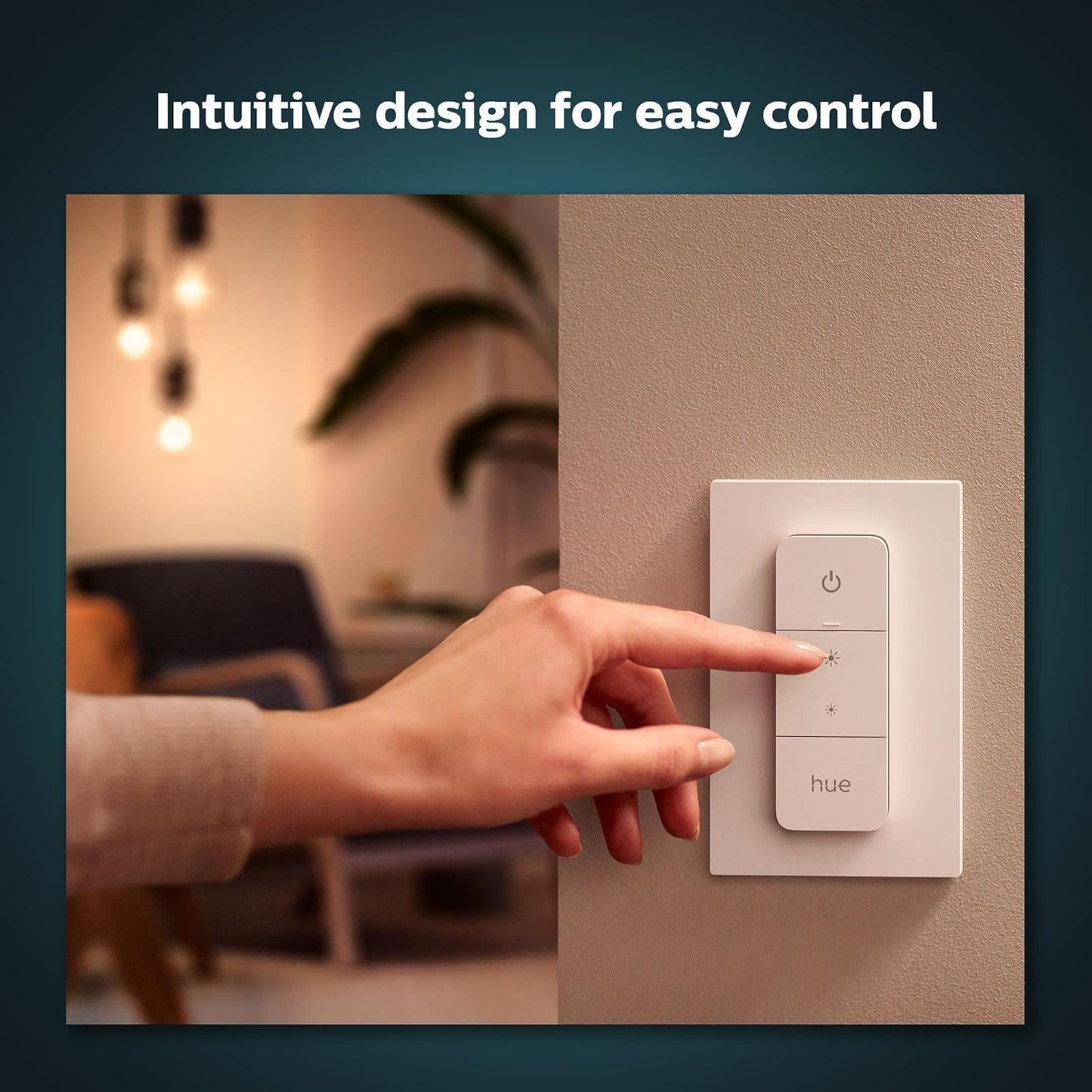 PHILIPS Hue Smart Dimmer Switch Remote, White, 1 Pack, Turns Hue Lights On, Off, Dims or Brightens, Smart Home Control, Requires Bridge, Easy, No-Wire Installation