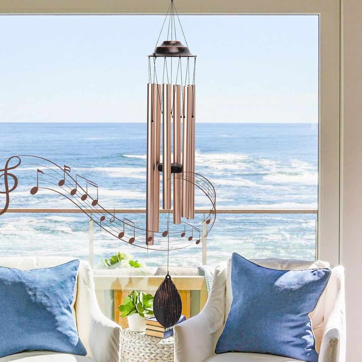 MUMTOP Wind Chimes for Outside - Deep Tone Memorial Sympathy Wind Chimes Outdoor, 38.5 Inch Windchimes Clearance for Garden, Patio,Yard Decor Gift (Golden)