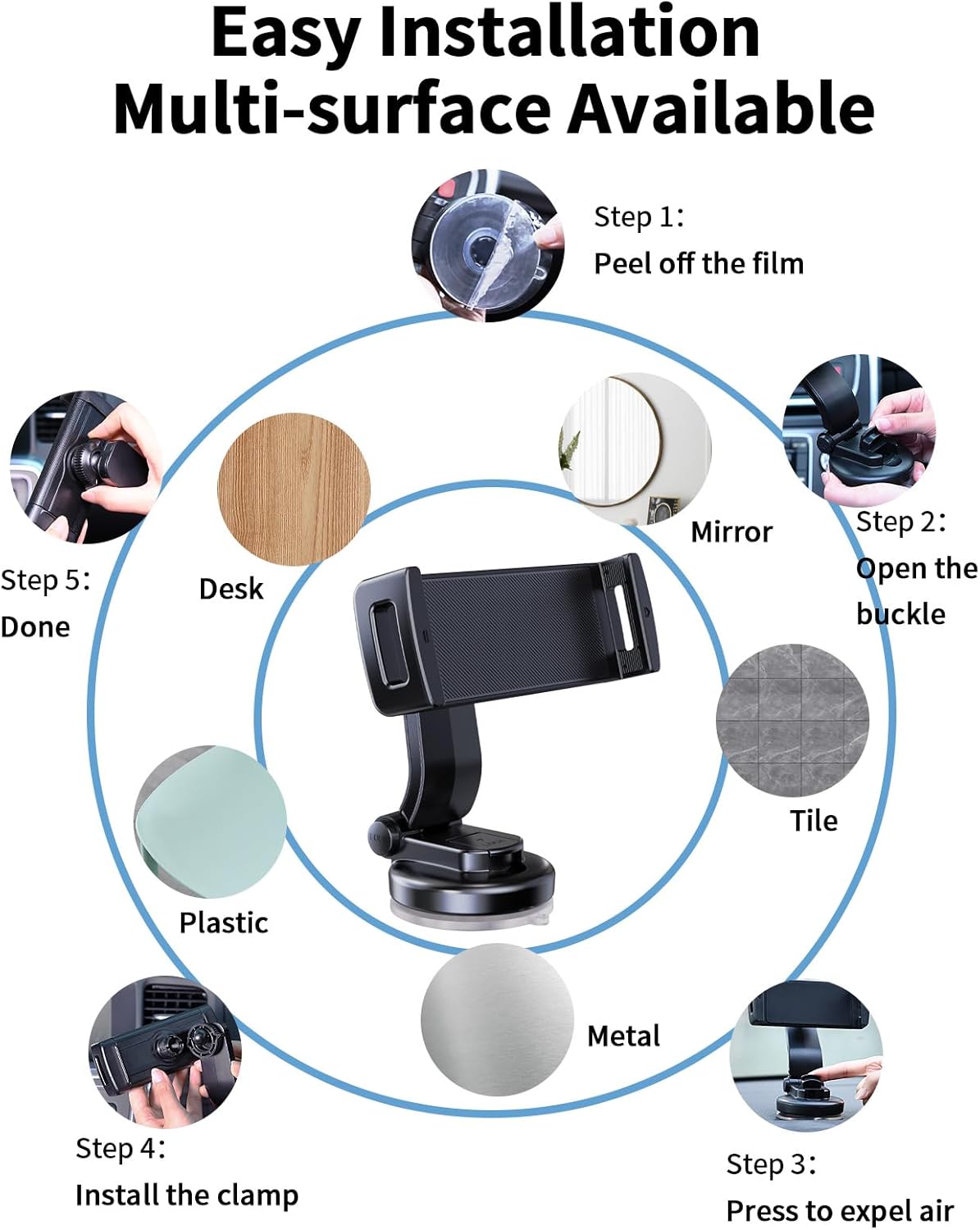 Car Phone Mount for Samsung Galaxy Z Fold 7 6 5 4 3 2 Accessories, Folding/Tablet Suction Holder for Dashboard 360° Rotatable Fit for iPad Mini 6 iPad Pro Air Pixel Fold and More 4-12.9" Device