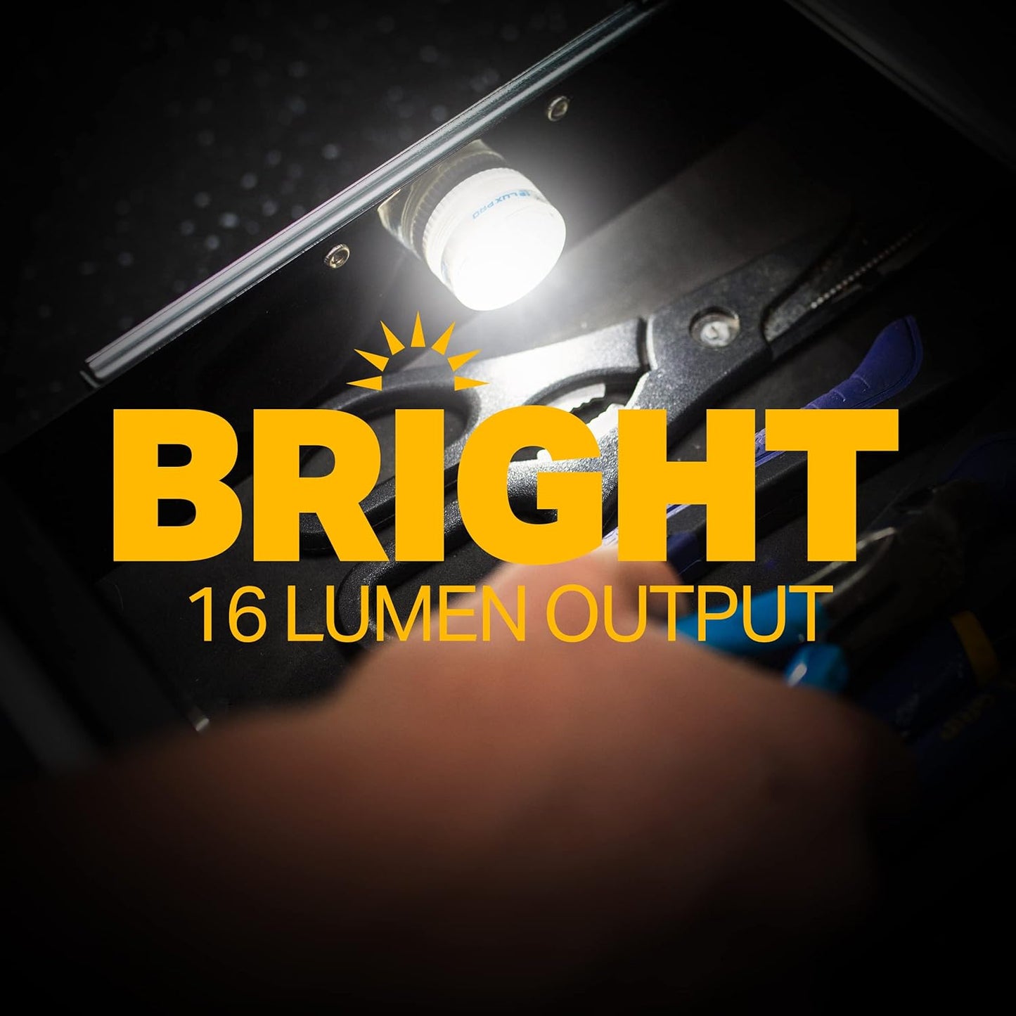 LUXPRO Waterproof Micro LED Puck Lights - 5 Pack Tap Lights Battery Powered - Adhesive Lighting Ideal for Under Cabinets, in Tackle Boxes, or on Bookcases