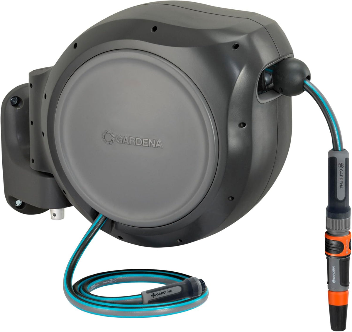GARDENA Retractable Garden Hose Reel, 50 ft, 180 Degree Wall Mount - 20500