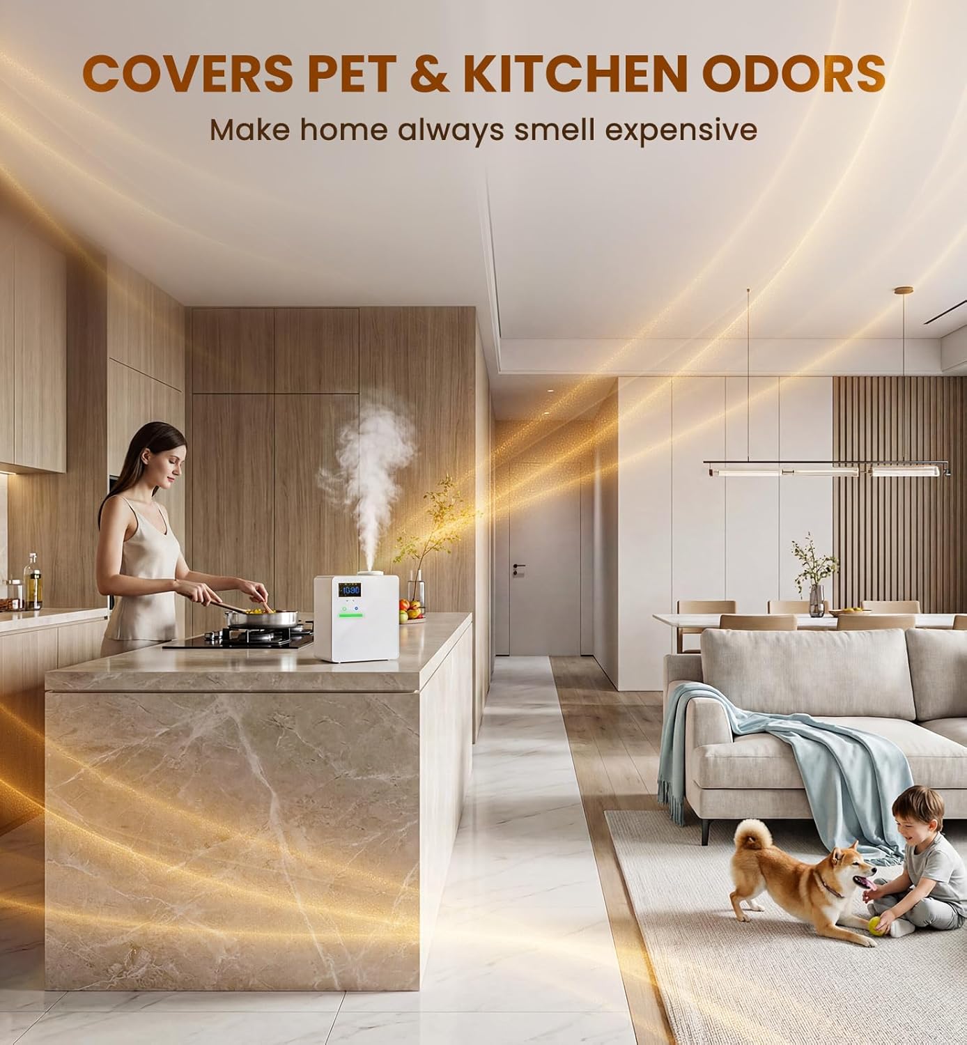 XEITIN Waterless HVAC Diffuser Coverage 5000 Sq.Ft, Whole House Lasting Scent Cold Air Diffuser for Large Home, Hotel, Office, 200ml Aroma Diffuser Machine with Bluetooth App Control, No Humidity
