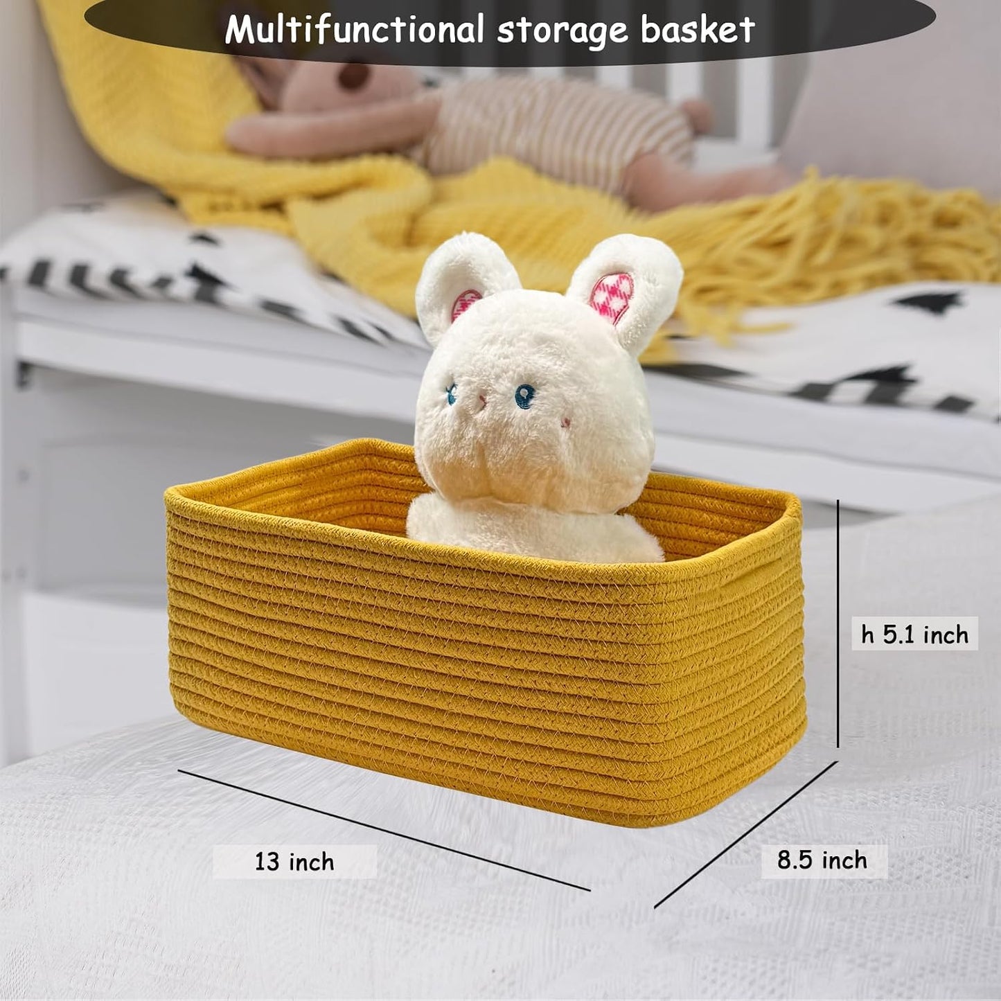 COMFY-HOMI 13" x 8.5" x 5.1" Storage Baskets for Organizing | Cotton Rope Woven Basket | Toy Storage Bin Box | Basket for Shelves, Closet Organizer Bin, Decorative Closet Shelf, 3 Pack