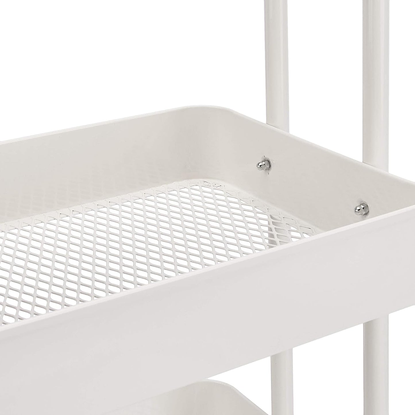 Amazon Basics 3-Tier Rolling Utility Cart, Storage Organizer, Lockable Wheels, Multifunctional Storage, Portable Mobile Shelving Unit, White