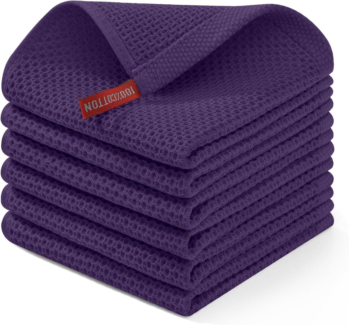 Homaxy 100% Cotton Waffle Weave Kitchen Dish Cloths 6-Pack, Eggplant