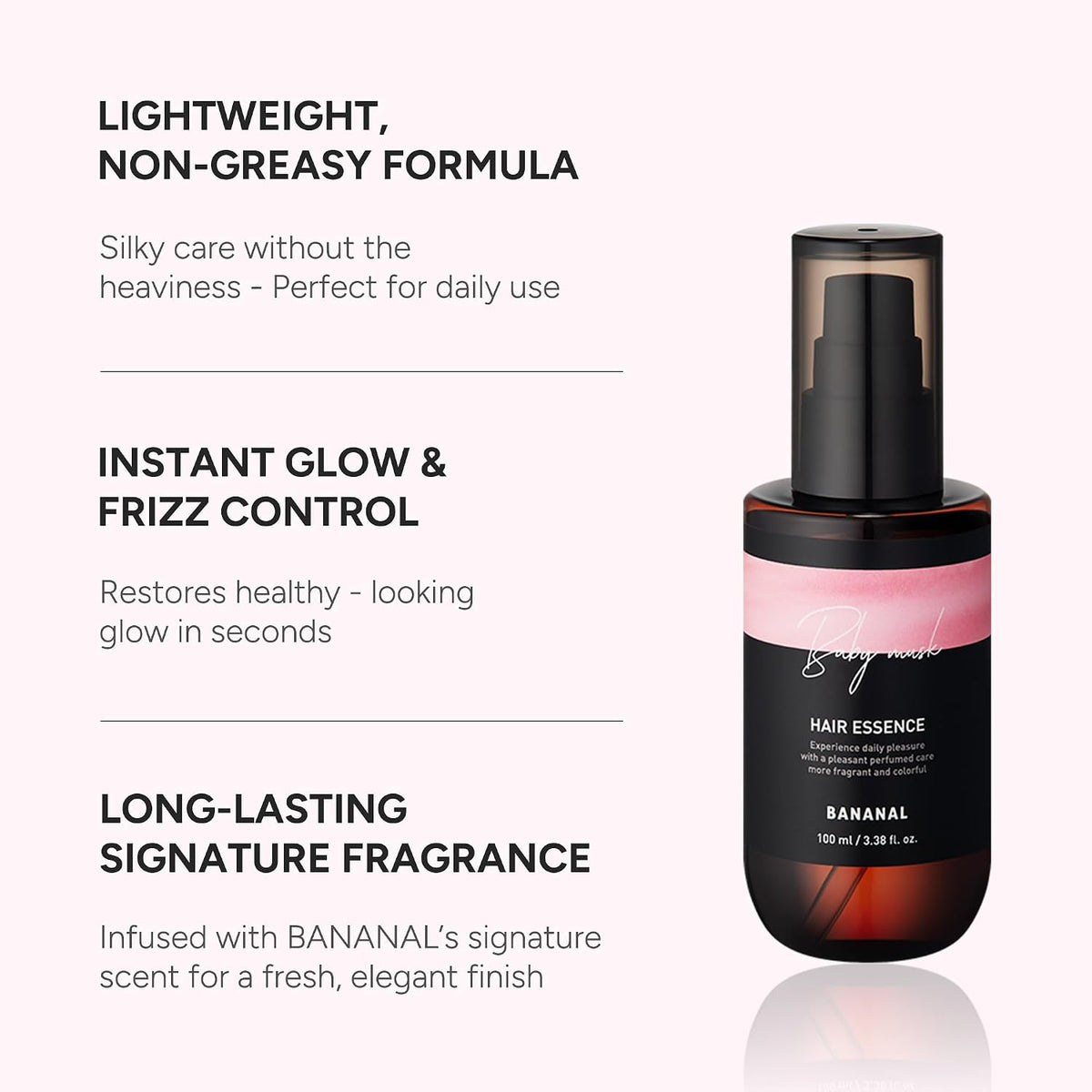 2-in-1 Hair Serum & Perfume Oil - Korean Hair Care, Moroccan Argan Oil & 12 Amino Acids for Dry Damaged Hair, Anti-Frizz Glass Hair Shine, Paraben-Free, Baby Powdery Musk, 3.38 fl oz