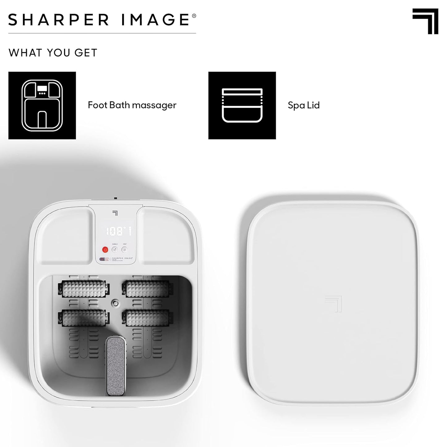 Sharper Image® Spahaven Heated Foot Bath – Bubble Jets, Massage Rollers, 105°F, Pumice Stone Callus Remover| XL Foot Soaking Tub| Feet Scrubber| Home Pedicure Foot Spa| Womens Relief & Relaxation Gift