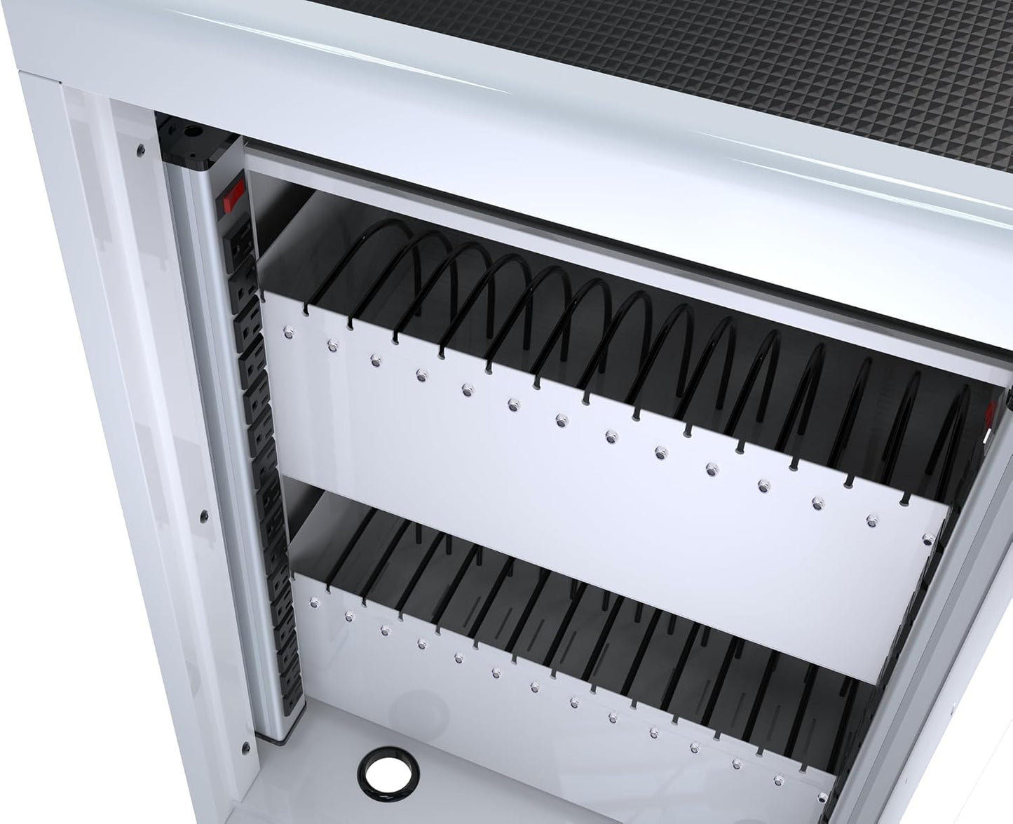 32-Port 30-Bay Charging Cart with Lock, White | Laptop Storage, Cord Management, Access Lock, for iPads/Chromebooks up to 16.3", for School/Business