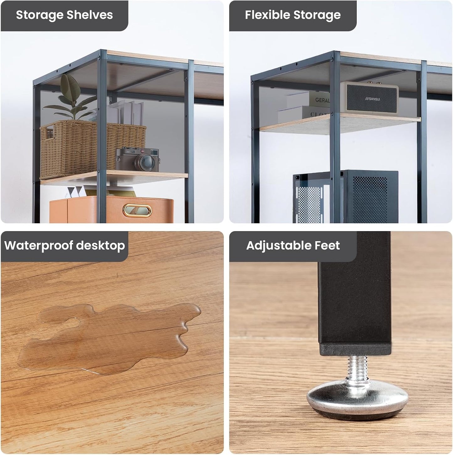 MINOSYS Computer Desk 47-inch with Storage Shelf - Vintage Ideal Gaming Desk for Bedrooms, Small Spaces, and Home Offices Modern Writing Desk for PCs.