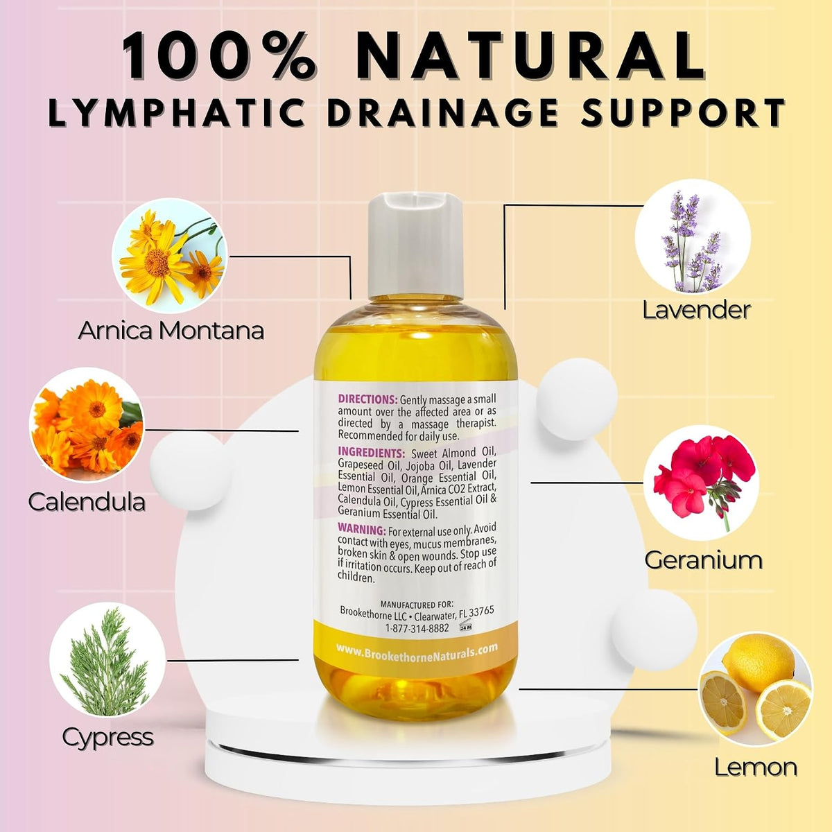 Lymphatic Massage Oil for Massage Therapy with Arnica & Lavender Oil
