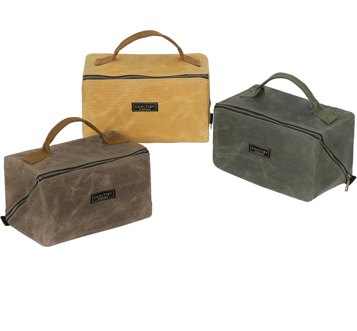 Canvas Tool Bag, Zippered Tool Pouch with Handle, 16 OZ Waxed Canvas Tool Storage Organizer | 2-Pack | 9.5"L x 10.5"W x 5.5"H (Opened) - Army Green