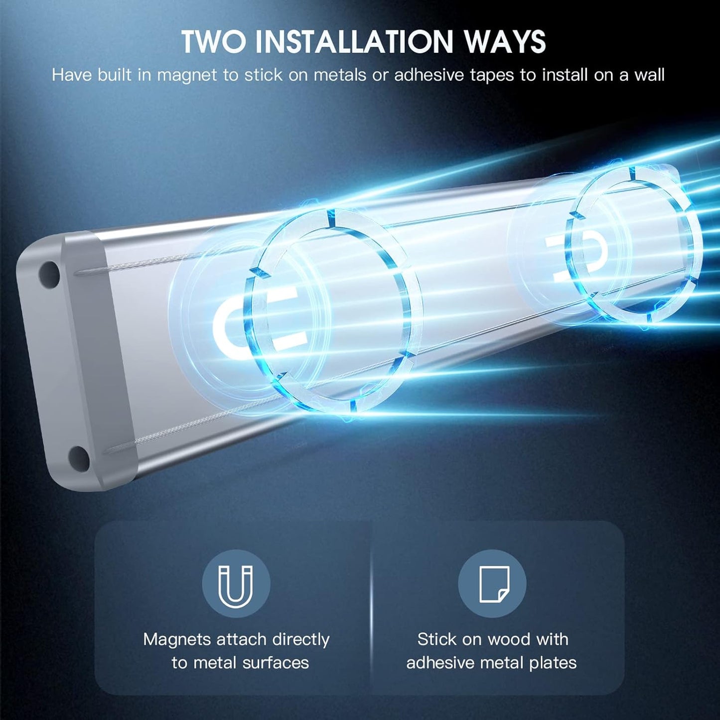 MCGOR 10inch Under Cabinet Lighting, 2 Pack Rechargeable Motion Sensor Light Indoor, 5 Levels Dimmable Magnetic Closet Lights, Wireless Under Counter Lights for Kitchen, Stairs