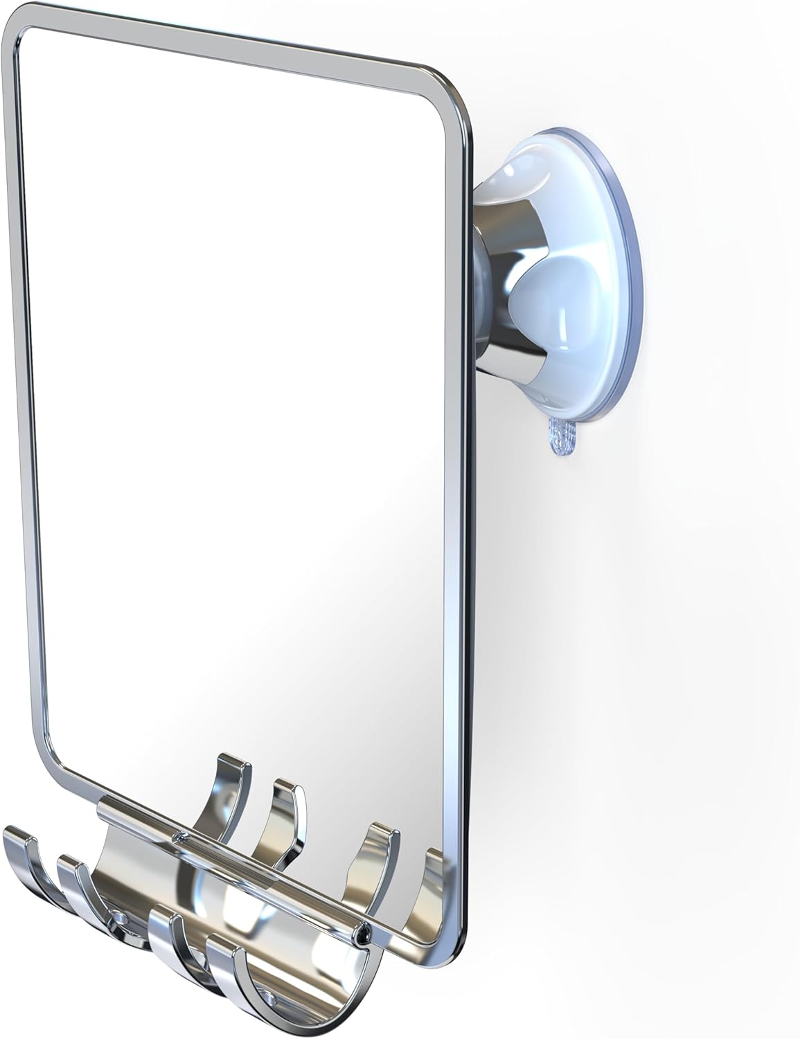 Luxo Shower Mirror, Shower Mirror fogless for Shaving with a Removable Razor Holder - Shaving Mirror for Shower with a Powerful Suction Cup - Shatterproof fogless Mirror for Shower (Chrome)