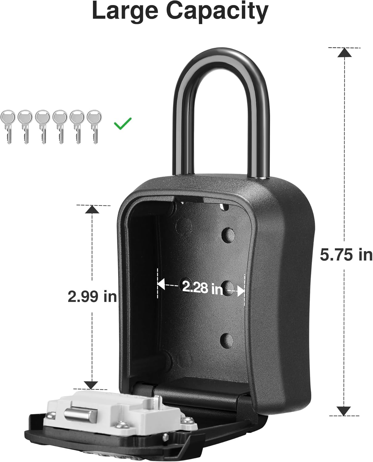 Puroma Lock Box, Key Lock Box Wall Mount & Portable Combination Lockbox with Resettable Code, Security Lockbox for Outside House Keys, Apartment Realtors Spare Keys Storage (1 Pack, Pure Black)
