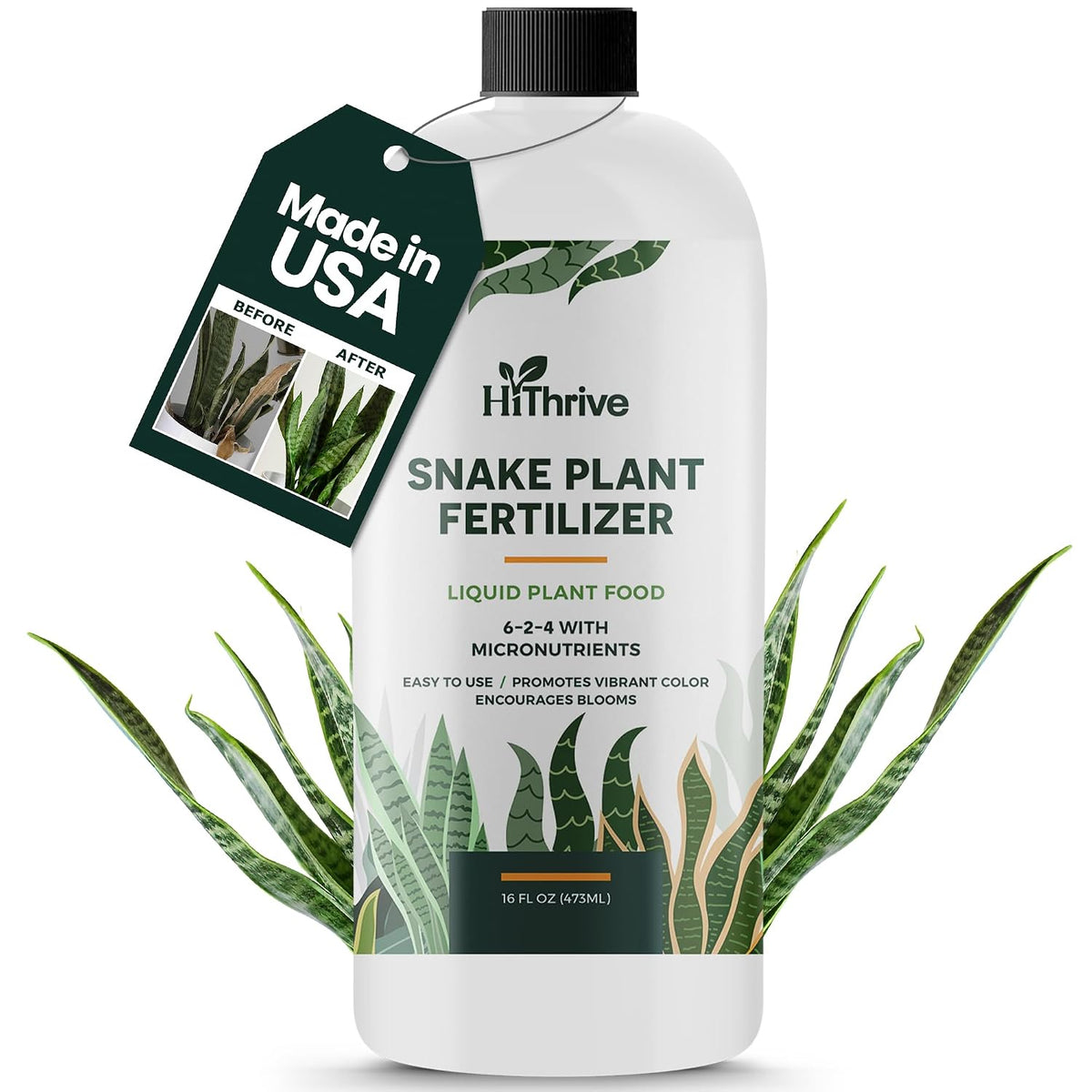 32oz Snake Plant Fertilizer for Snake Plant Live - Makes 192 Gallons of Fertilizer for Indoor Plants, Ideal for Healthy Growth, Strong Leaves, and Vibrant Color - Rich in Macro & Micronutrients