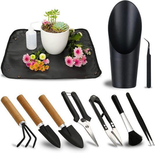 11Pcs Succulent Tools, Mini Garden Tools, Plant Repotting Set(No Flowerpot)