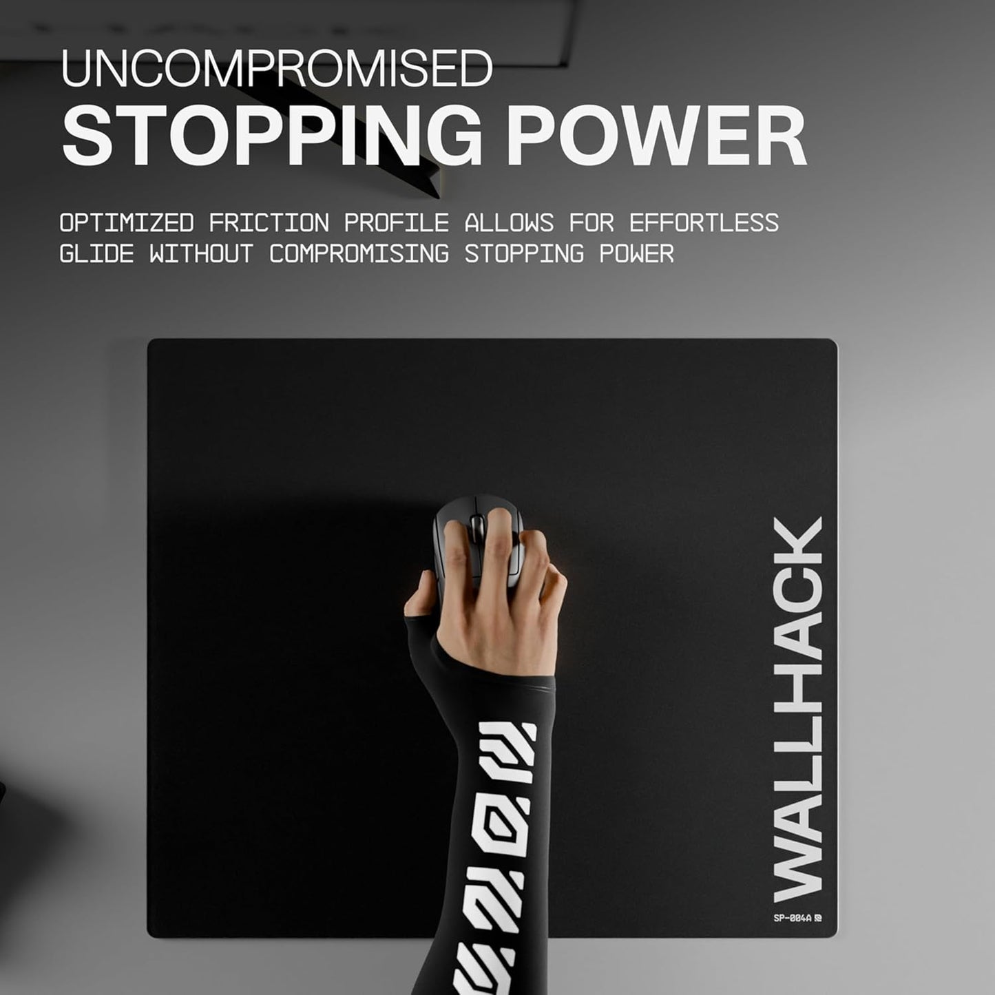 Wallhack SP-004A Glass Mouse Pad 15.4" x 17.7" Tempered Glass Mousepad for FPS & Esports Gaming, Compact Precision Surface, Smooth Tracking & Non-Slip 60A Silicone Base for Small Desk Setups, Black